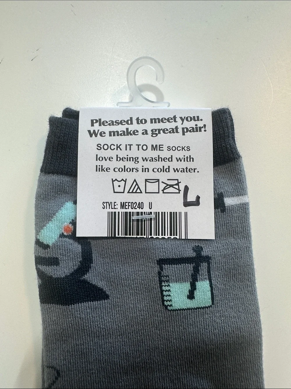 Science Motif Gray Knee-High Dress Socks - Men